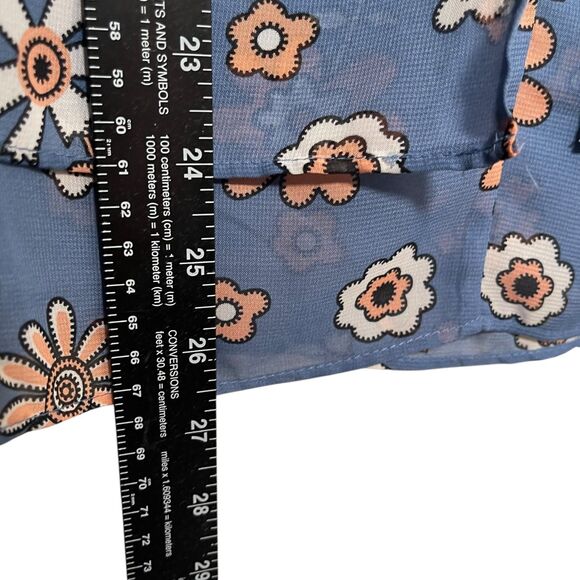 Anne Klein Blouse Women's Small Blue Round Neck Long Sleeve Floral Top Shirt - Picture 6 of 9